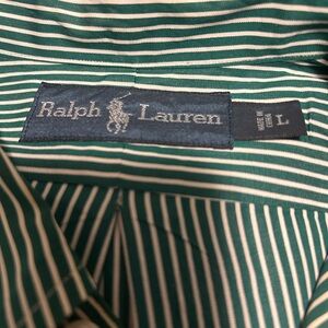 Ralph Lauren Teal and White Striped Shirt